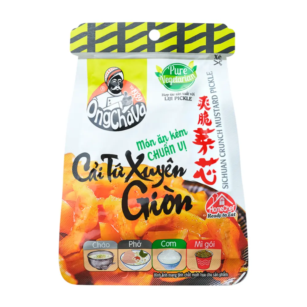 Cải Tứ Xuyên Giòn, Sichuan Crunch Mustard Pickle, Vegetarian (40g) - ONG CHA VA