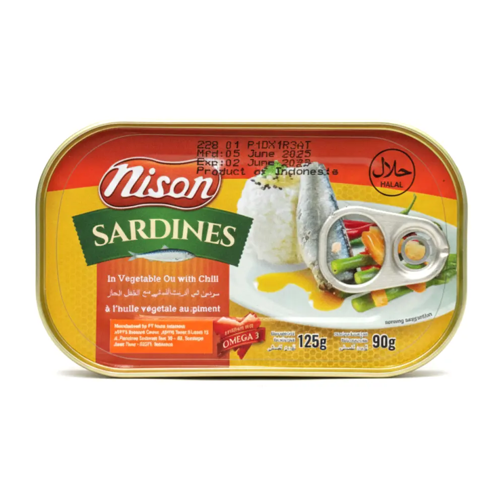 Cá Trích Ngâm Dầu Thực Vật & Ớt, Sardines in Vegetable Oil with Chili (125g) - NISON
