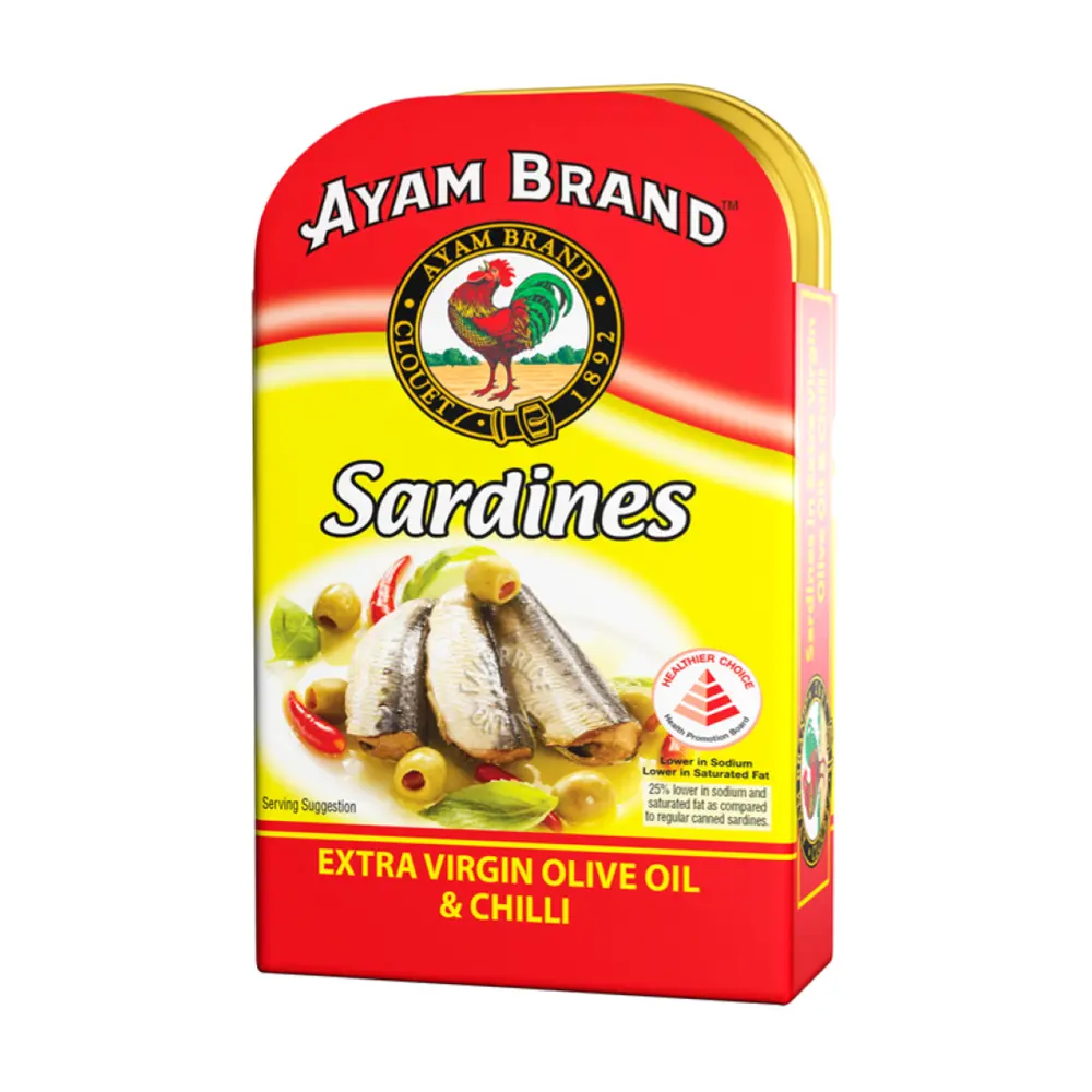 Cá Trích Ngâm Dầu Oliu & Ớt, Sardines in Extra Virgin Olive Oil & Chilli (120g) - AYAM BRAND