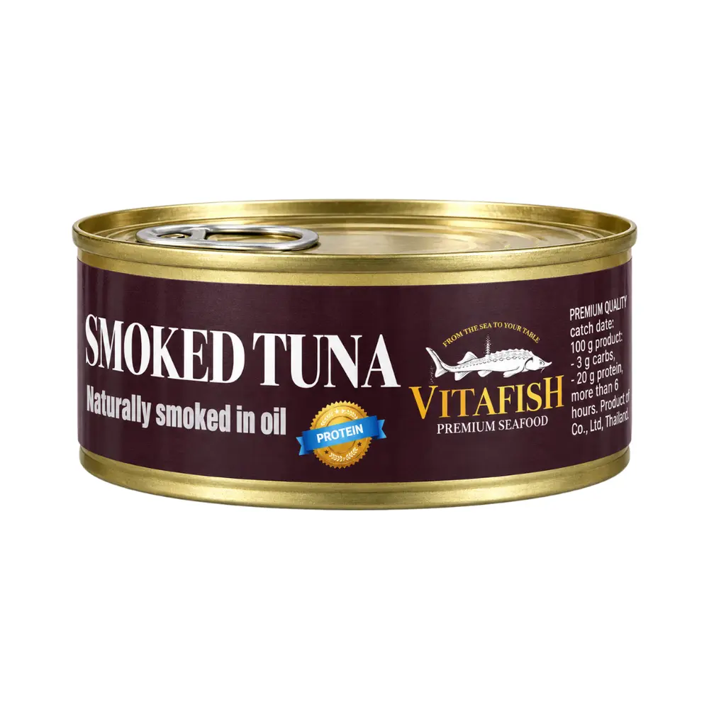Cá Ngừ Hun Khói Ngâm Dầu, Naturally Smoked Tuna in Oil (150g) - VITAFISH