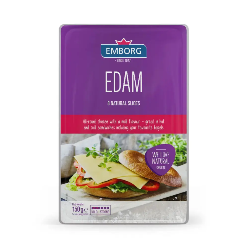 Phô Mai Lát Edam, Edam Cheese, 23% Fat, 8 Lát (150g) - EMBORG