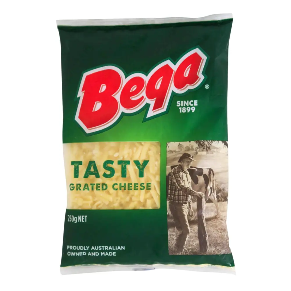 Phô Mai Cheddar Bào Sợi, Tasty Grated Cheese, Cheddar (250g) - BEGA