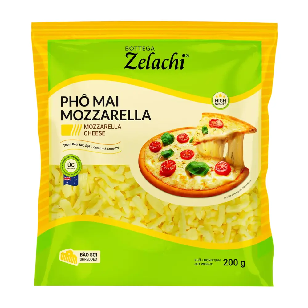 Phô Mai Mozzarella Bào Sợi, Shredded Mozzarella Cheese (200g) - BOTTEGA ZELACHI