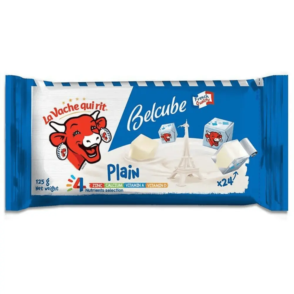 Phô Mai Vuông Vị Nguyên Bản, Belcube, Cheese Cubes, Plain, 24 Viên (128g) - LA VACHE QUI RIT
