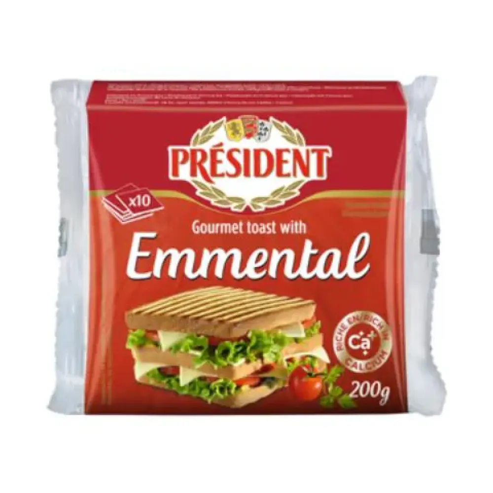 Phô Mai Lát, Gourmet Toast with Emmental, 10 Lát (200g) - PRESIDENT
