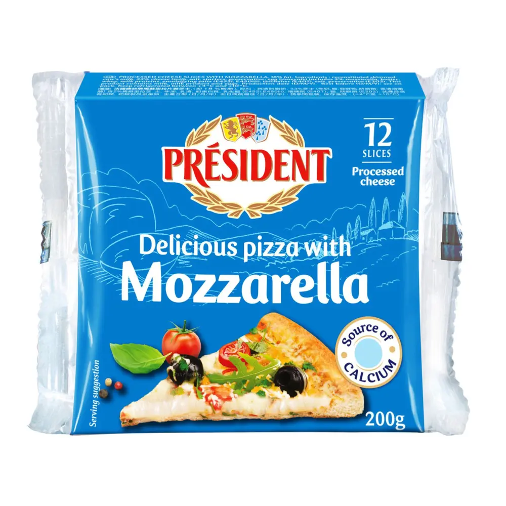 Phô Mai Lát, Delicious Pizza with Mozzarella, 12 Lát (200g) - PRESIDENT