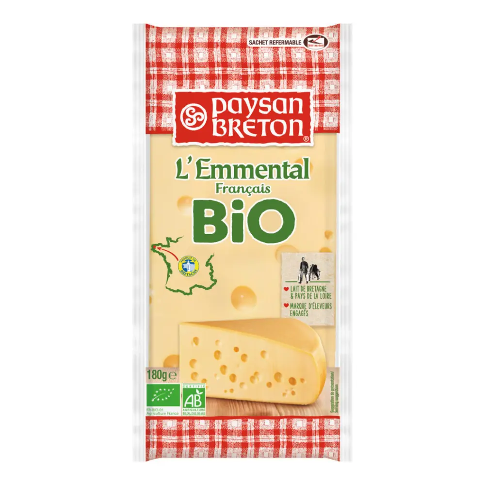 Phô Mai Emmental Hữu Cơ, L`Emmental, Francais, Bio (180g) - PAYSAN BRETON