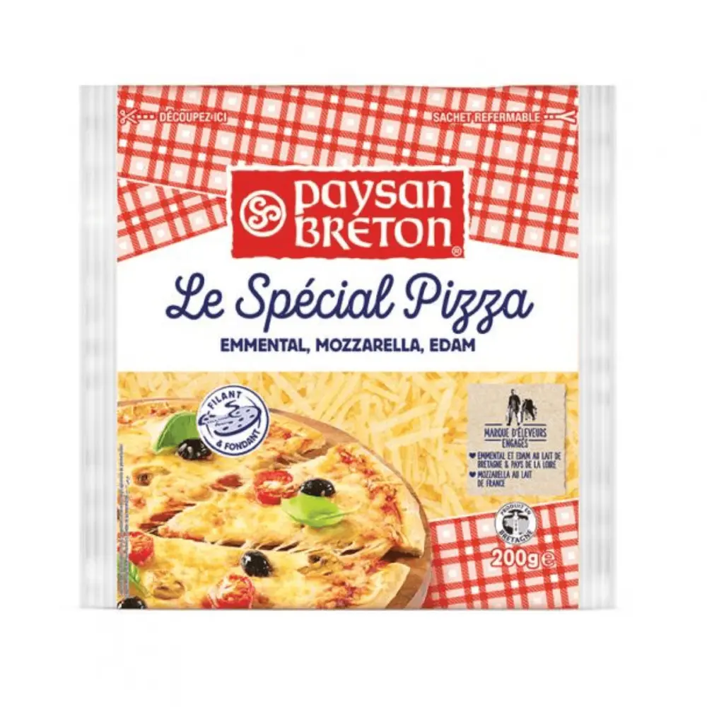 Phô Mai Pizza Sợi 3 Vị, Le Spécial Pizza, Emmental, Mozzarella, Edam (200g) - PAYSAN BRETON