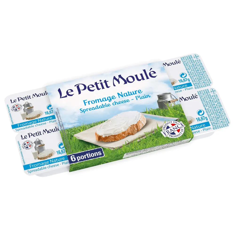 Phô Mai Phết Dạng Vỉ, Le Petit Moulé, Fromage Nature, Spreadable Cheese, Plain, 6 Phần (100g) - PAYSAN BRETON