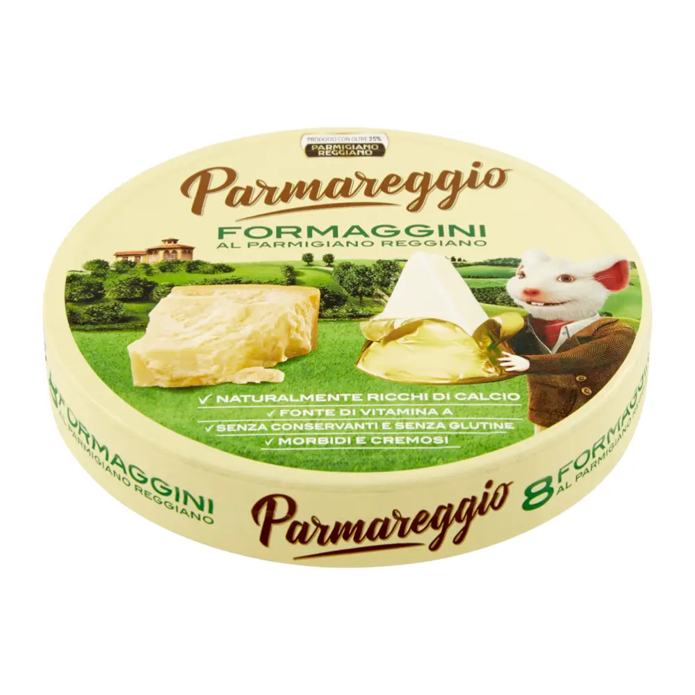 Phô Mai Phết, 8 Formaggini, Al Parmigiano Reggiano Spreadable Cheese Wedges, 8 Phần (140g) - PARMAREGGIO