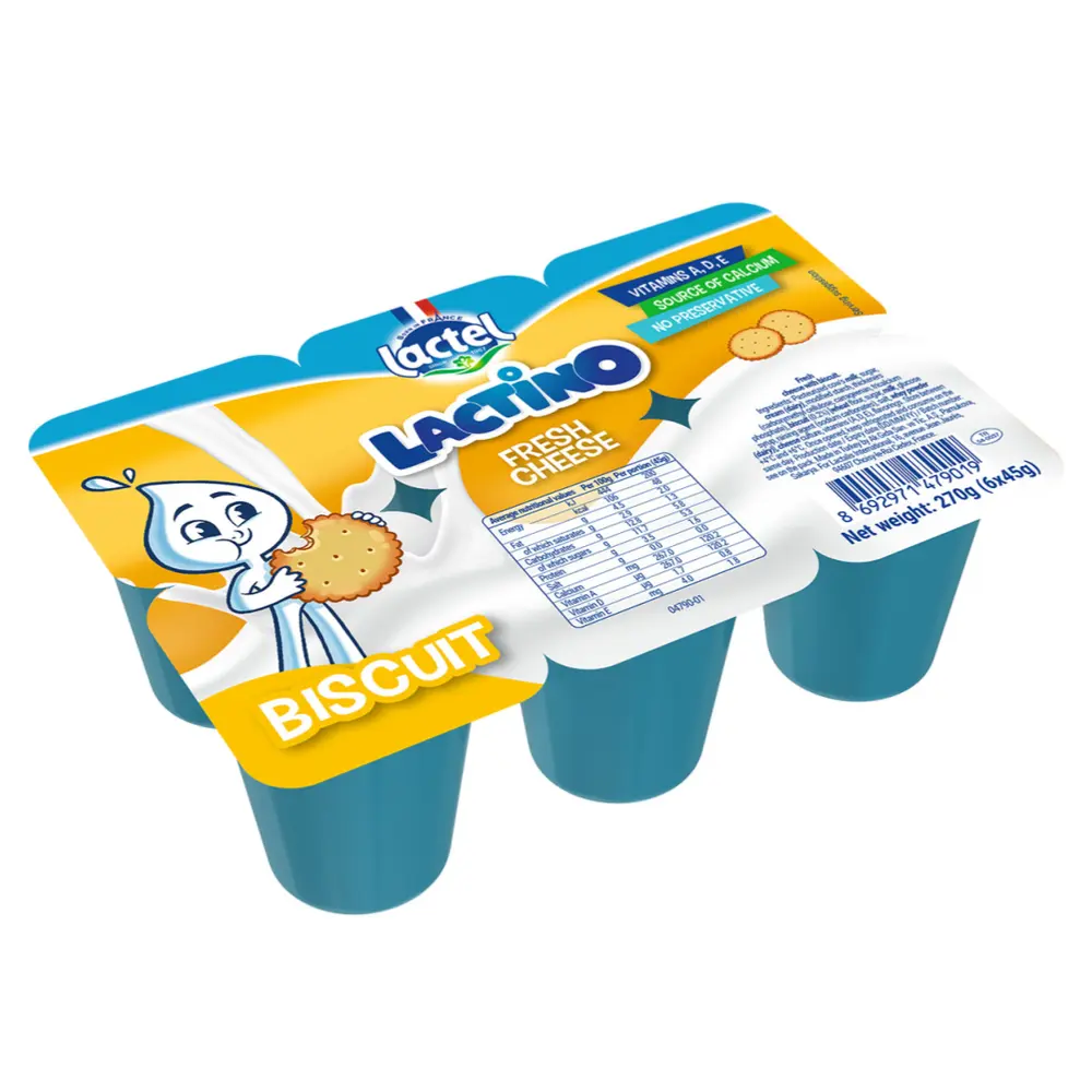Phô Mai Tươi Vị Bánh Quy, Lactino Fresh Cheese, Biscuit, 6 Hộp (270g) - LACTEL
