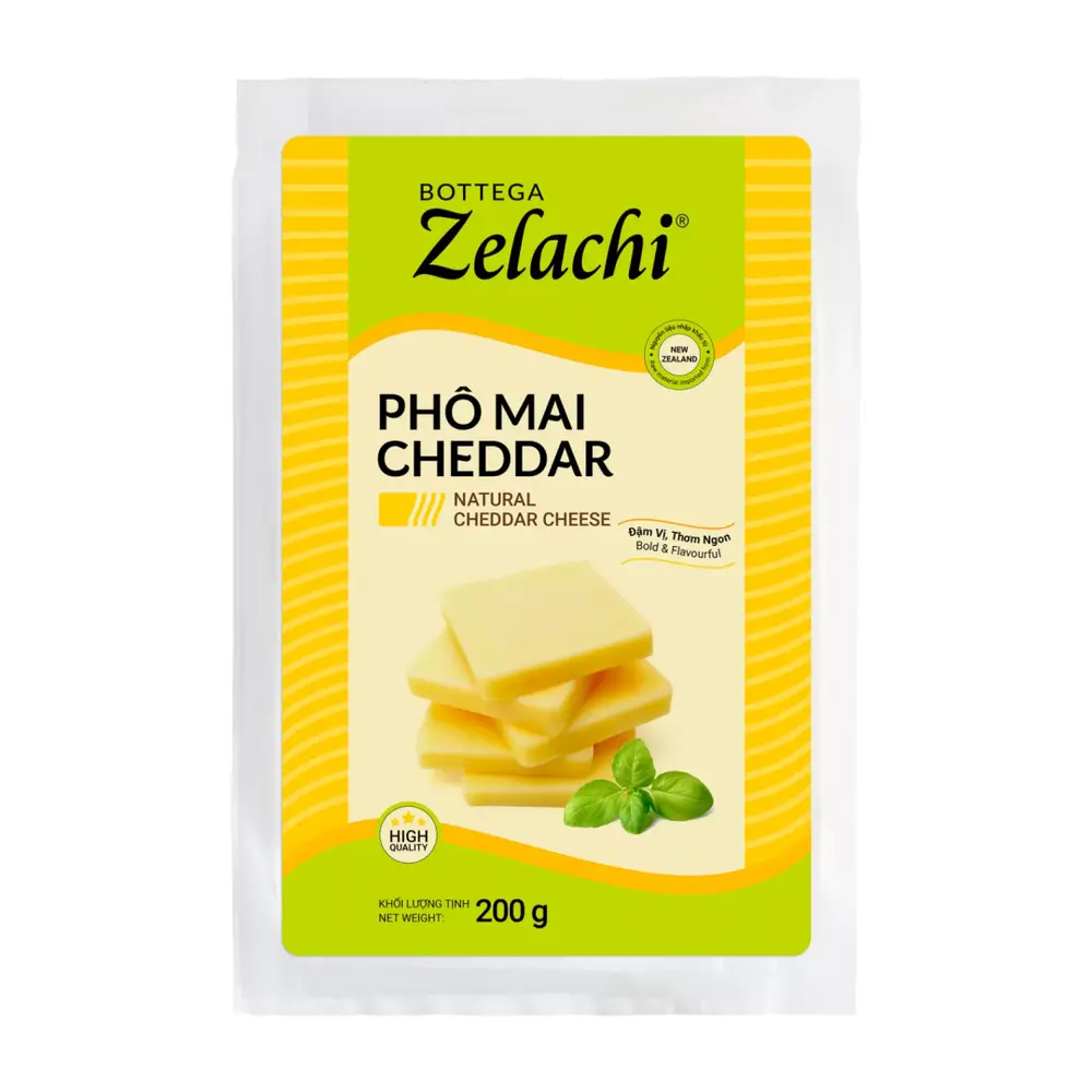 Phô Mai Cheddar, Natural Cheddar Cheese (200g) - BOTTEGA ZELACHI