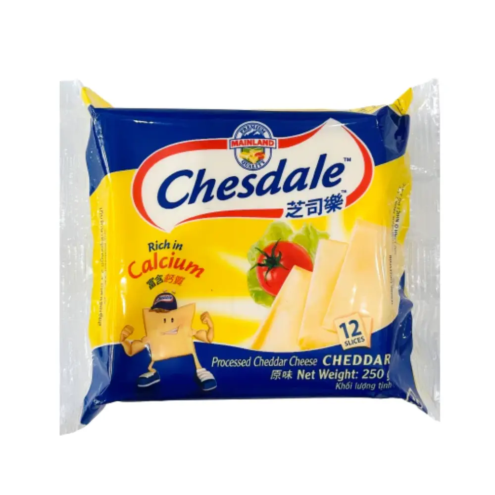 Phô Mai Lát, Processed Cheddar Cheese, Rich in Calcium, 12 Lát (250g) - CHESDALE