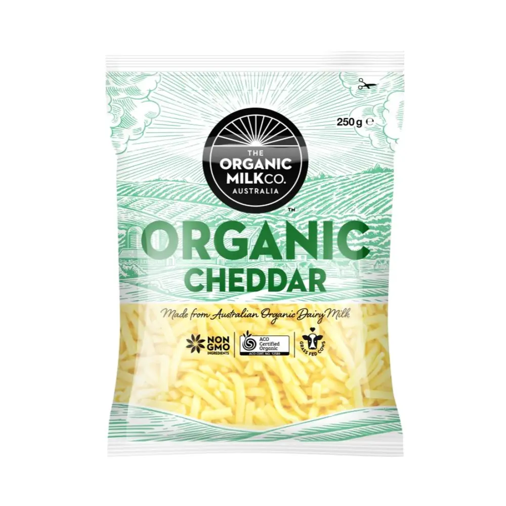 Phô Mai Cheddar Sợi Hữu Cơ, Organic Cheddar, Shredded (250g) - THE ORGANIC MILK CO.
