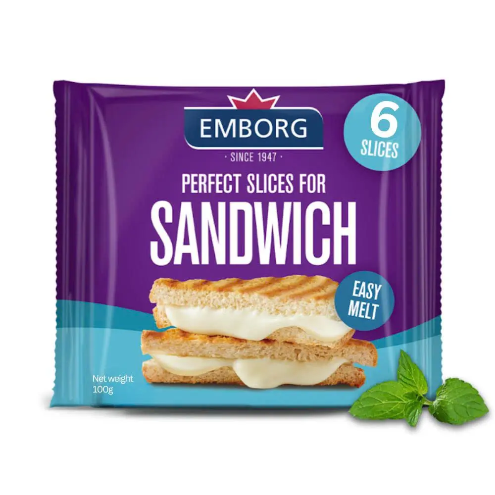 Phô Mai Lát, Perfect Slices for Sandwich, 6 Lát (100g) - EMBORG