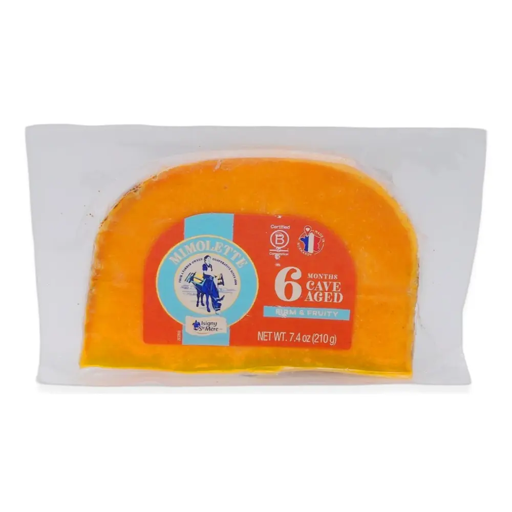 Phô Mai, Mimolette 1/2 Vieille, 6 Months Cave Aged, 7.4 oz (210g) - ISIGNY SAINTE MERE