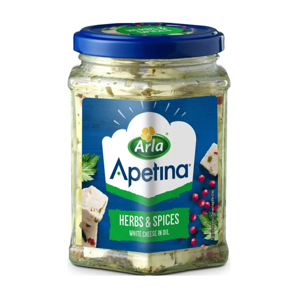 Phô Mai Trắng Ngâm Dầu & Thảo Mộc, Apetina, White Cheese in Oil with Herbs & Spices (265g) - ARLA