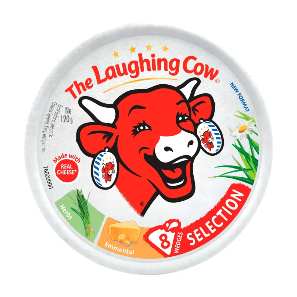 Phô Mai Con Bò Cười 2 Vị, Cheese Spread, Herbs Emmental Selection, 8 Miếng (120g) - LA VACHE QUI RIT