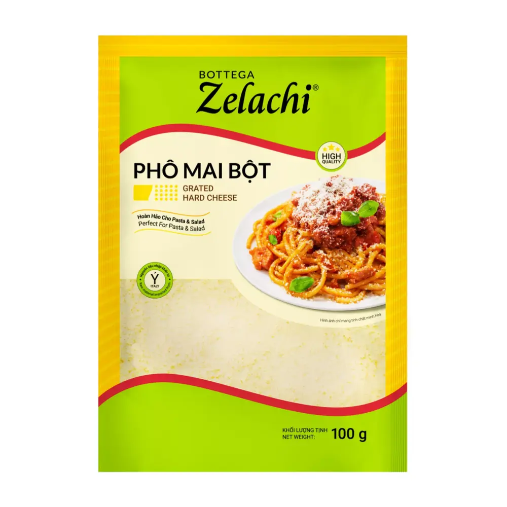 Phô Mai Bột, Grated Hard Cheese, Italian Style (100g) - BOTTEGA ZELACHI