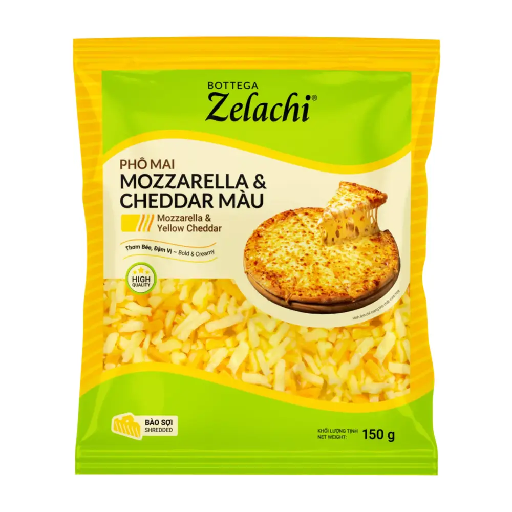 Phô Mai Bào, Mozzarella & Yellow Cheddar Shredded Cheese (150g) - BOTTEGA ZELACHI