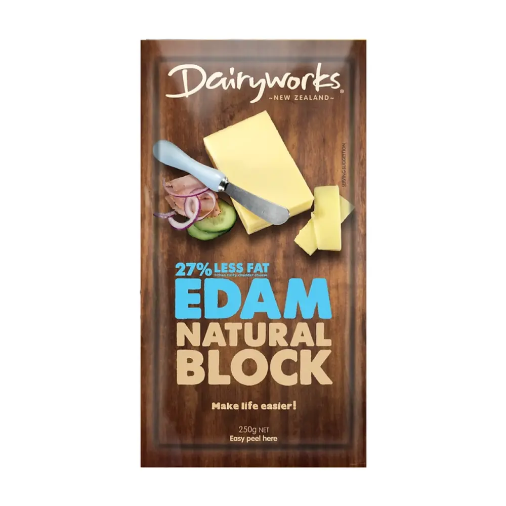 Phô Mai Khối Ít Béo, 27% Less Fat Edam Natural Block (250g) - DAIRYWORKS
