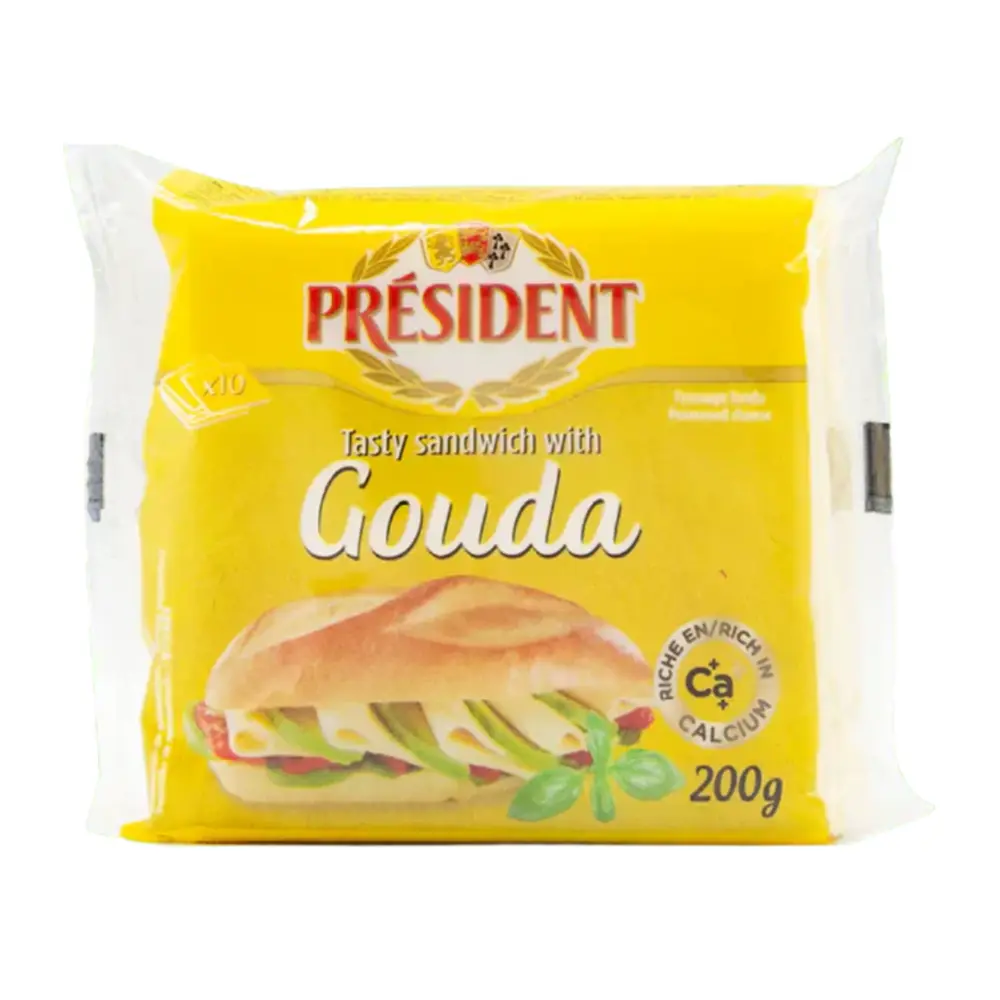 Phô Mai Lát, Tasty Sandwich with Gouda, 10 Lát (200g) - PRESIDENT