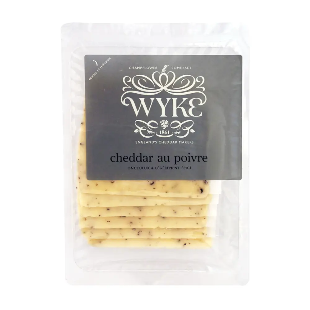 Phô Mai Lát Vị Tiêu Đen, Cheddar au Poivre, 6 Lát (160g) - WYKE FARMS