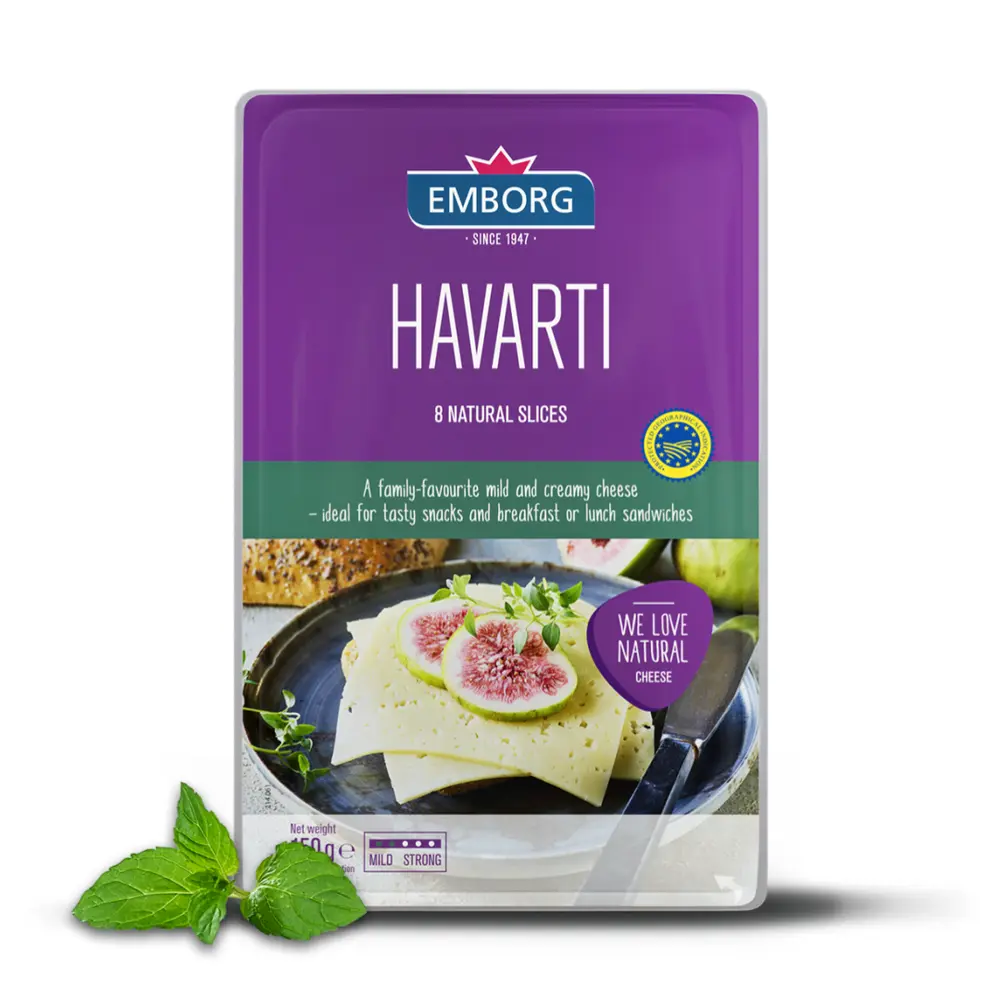 Phô Mai Đan Mạch Truyền Thống, Havarti, 8 Lát (150g) - EMBORG