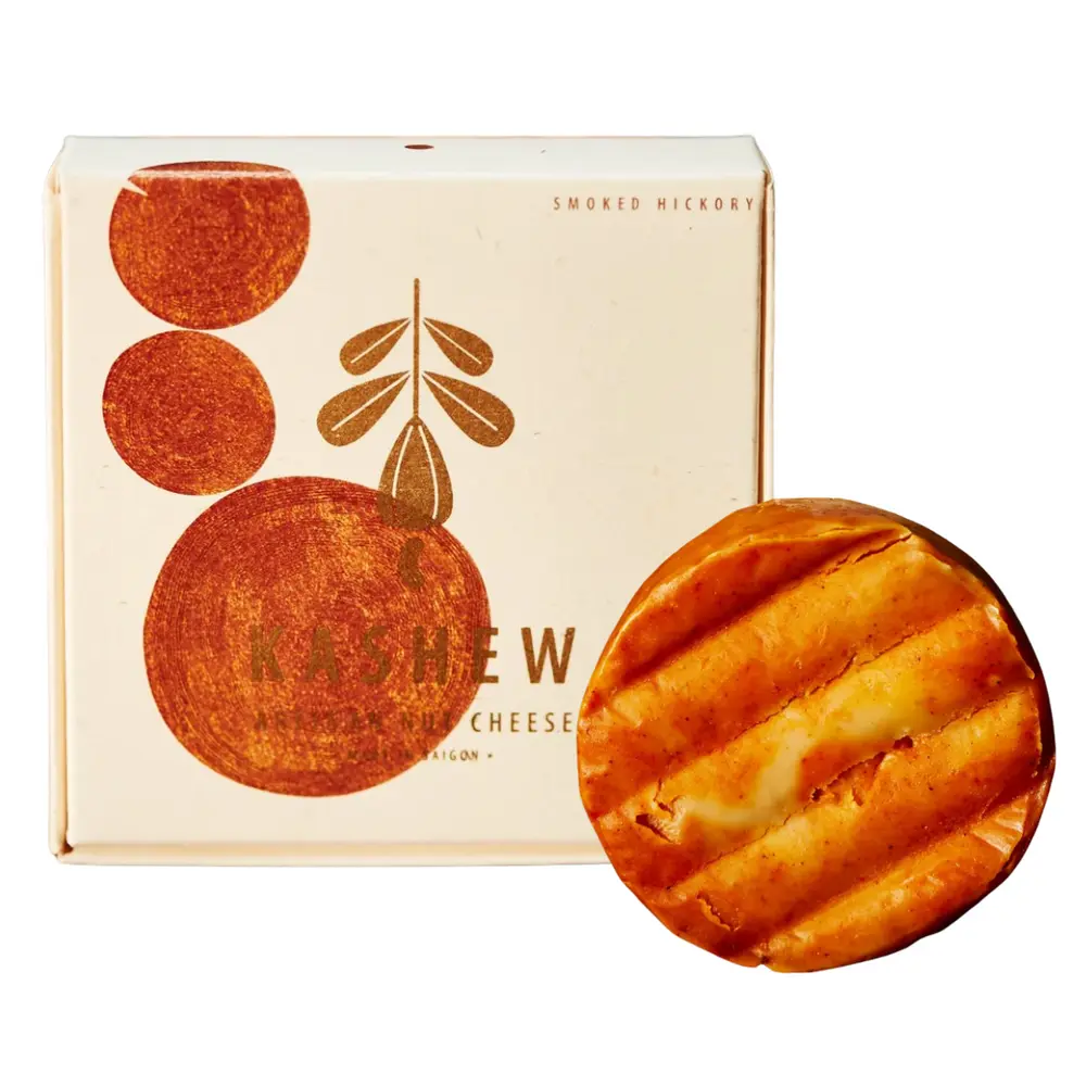 Phô Mai Thuần Chay Ủ Già Vị Xông Khói, Artisan Nut Cheese, Vegan Aged Cheese, Smoked Hickory (140g) - KASHEW