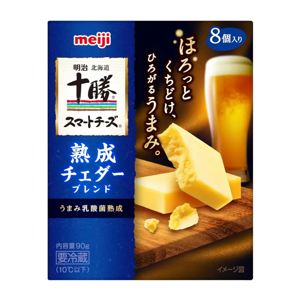 Phô Mai Cheddar, Hokkaido-Tokachi, Cheddar Cheese, 8 Miếng (90g) - MEIJI