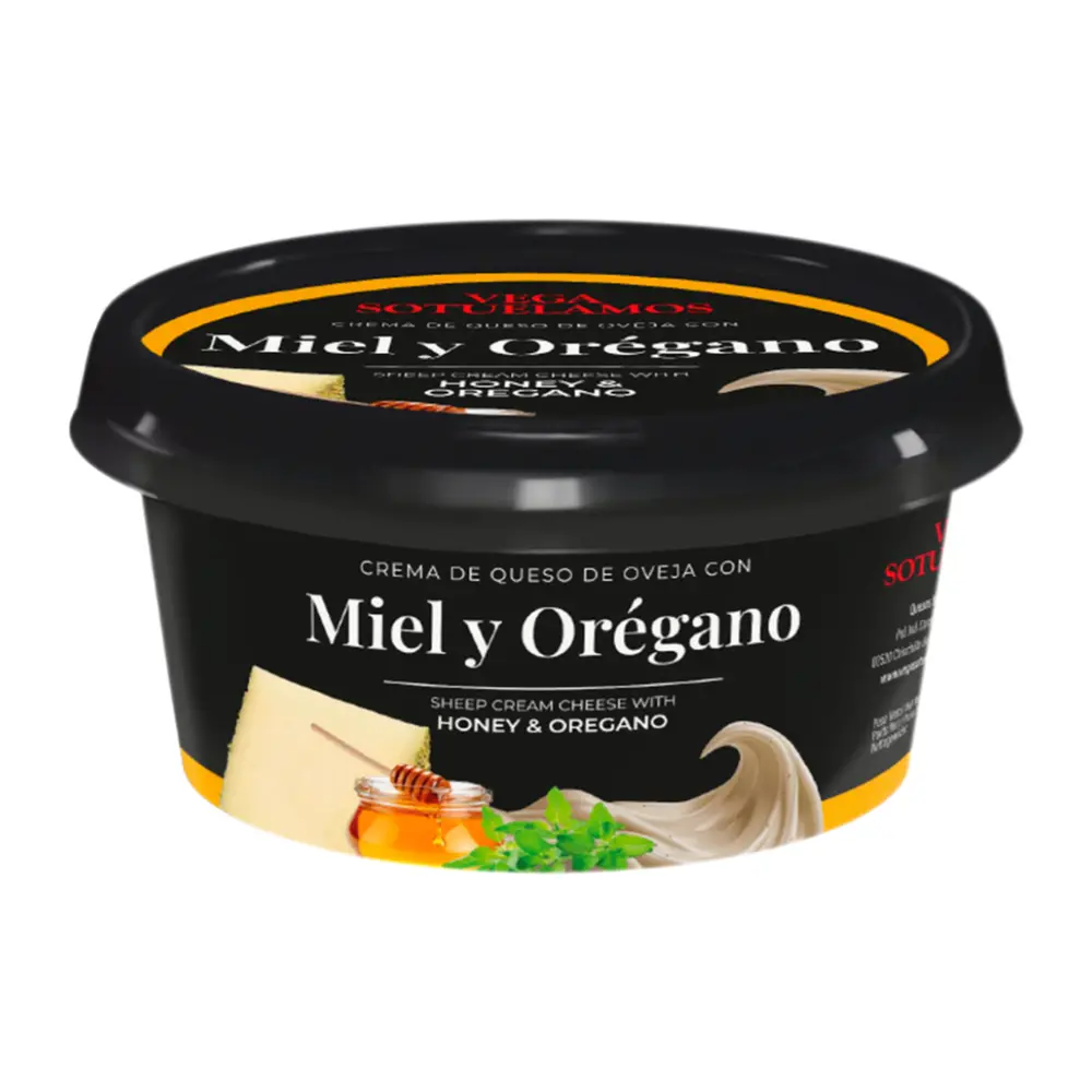 Phô Mai Kem Sữa Cừu Vị Mật Ong & Lá Kinh Giới, Miel y Orégano, Sheep Cream Cheese with Honey & Oregano (125g) - VEGA SOTUELAMOS