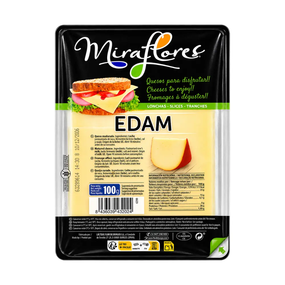 Phô Mai Lát, Edam Slices (100g) - MIRAFLORES