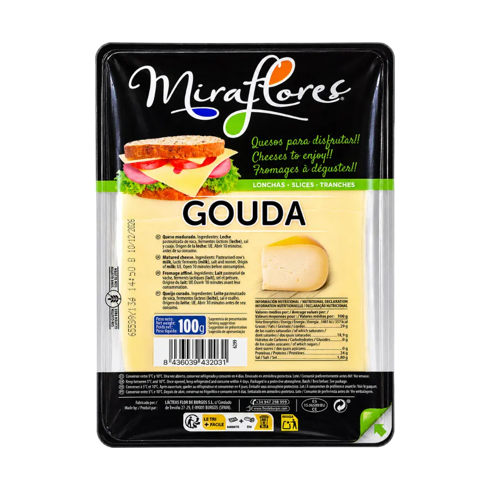 Phô Mai Lát, Gouda Slices (100g) - MIRAFLORES