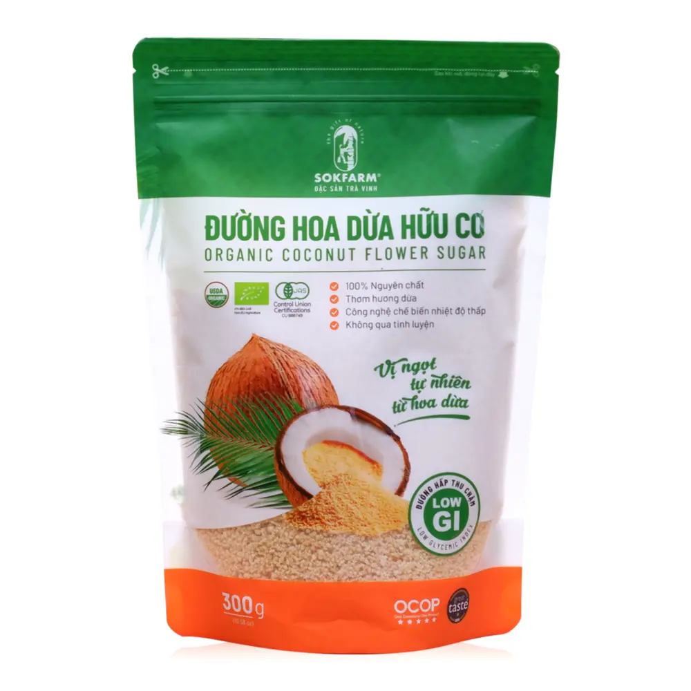 Đường Hoa Dừa Hữu Cơ, Organic Coconut Flower Sugar (300g) - SOKFARM