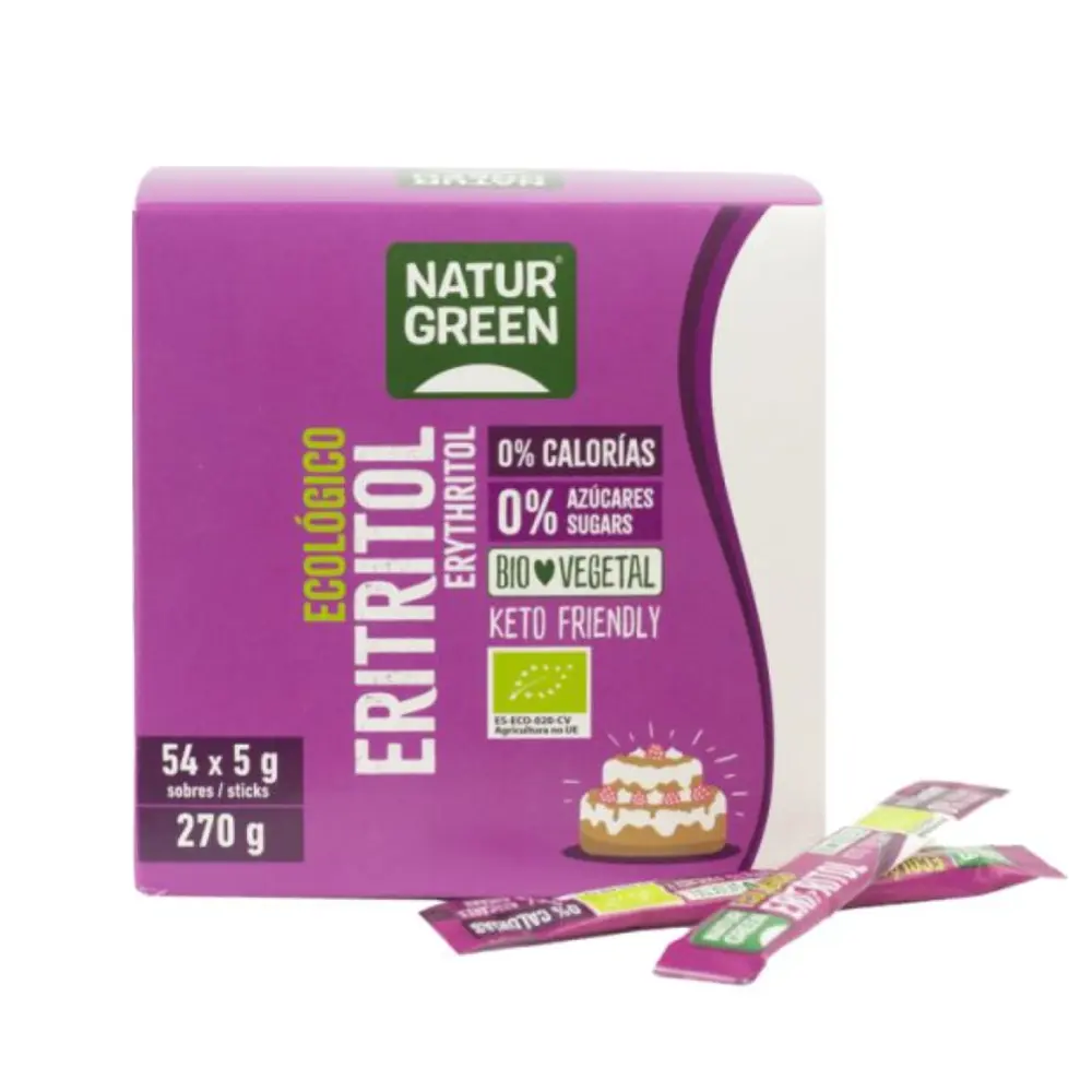 Đường Ăn Kiêng Hữu Cơ, Organic Sweetener from Erythritol, Keto Friendly, 54 Gói (270g) - NATURGREEN