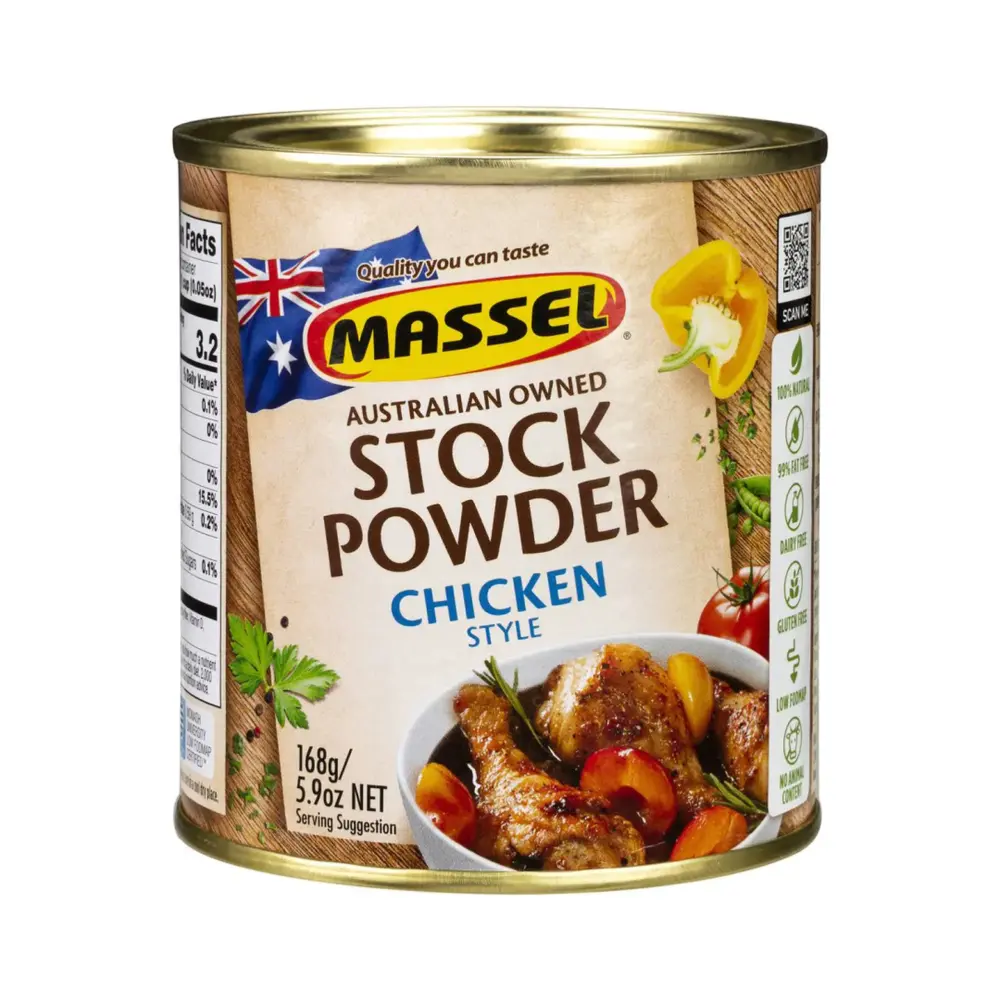Bột Gia Vị Thuần Chay Kiểu Gà Hầm, Australian Owned Stock Powder, Chicken Style, 5.9 oz (168g) - MASSEL