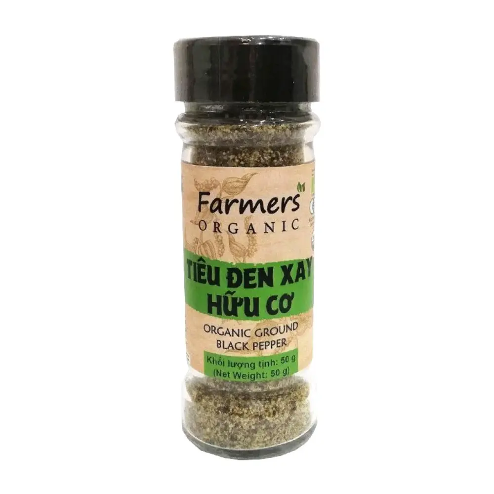 Tiêu Đen Xay Hữu Cơ, Organic Gound Black Pepper (50g) - FARMERS ORGANIC