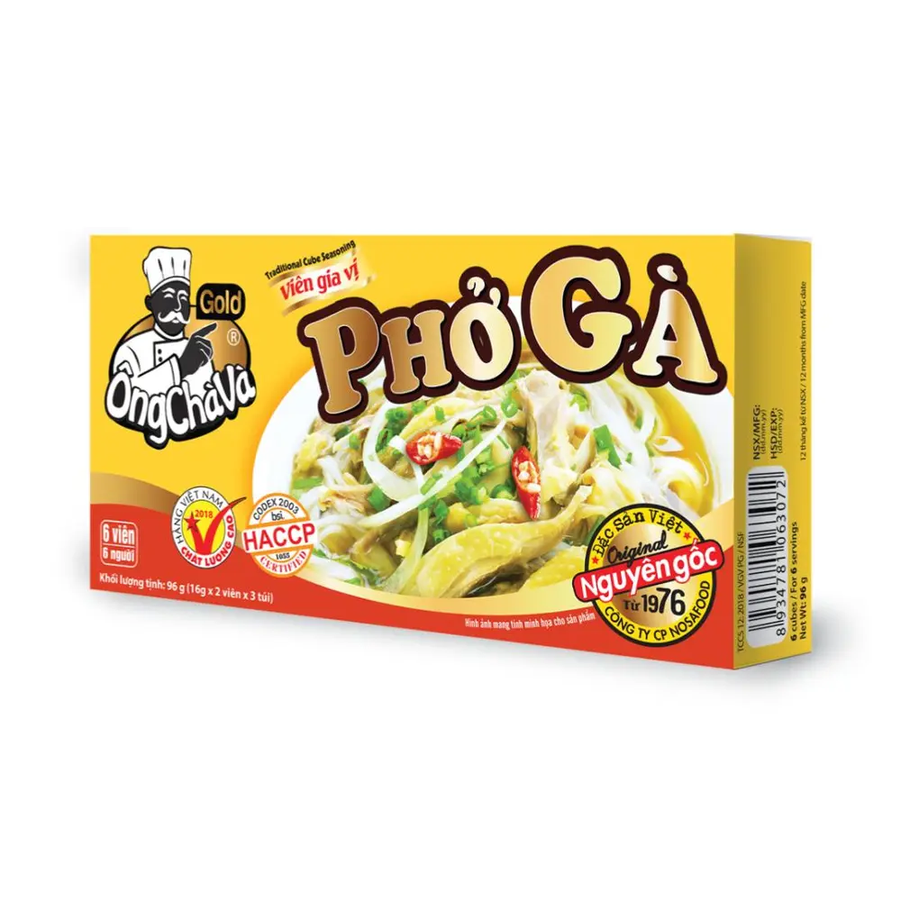 Viên Gia Vị Phở Gà, Pho Ga Chicken Noodle Seasoning Cubes (126g) - ONG CHA VA