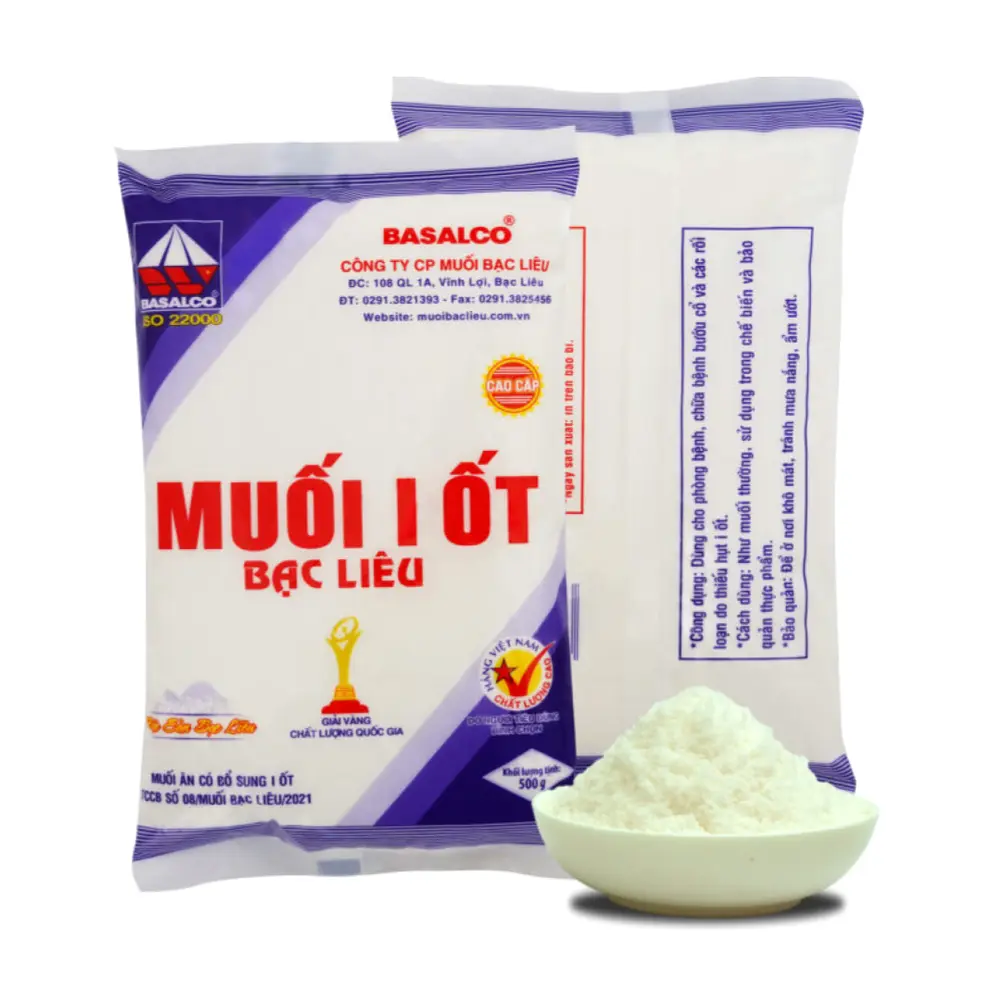Muối I Ốt Bạc Liêu, Iodized Salt (500g) - BASALCO