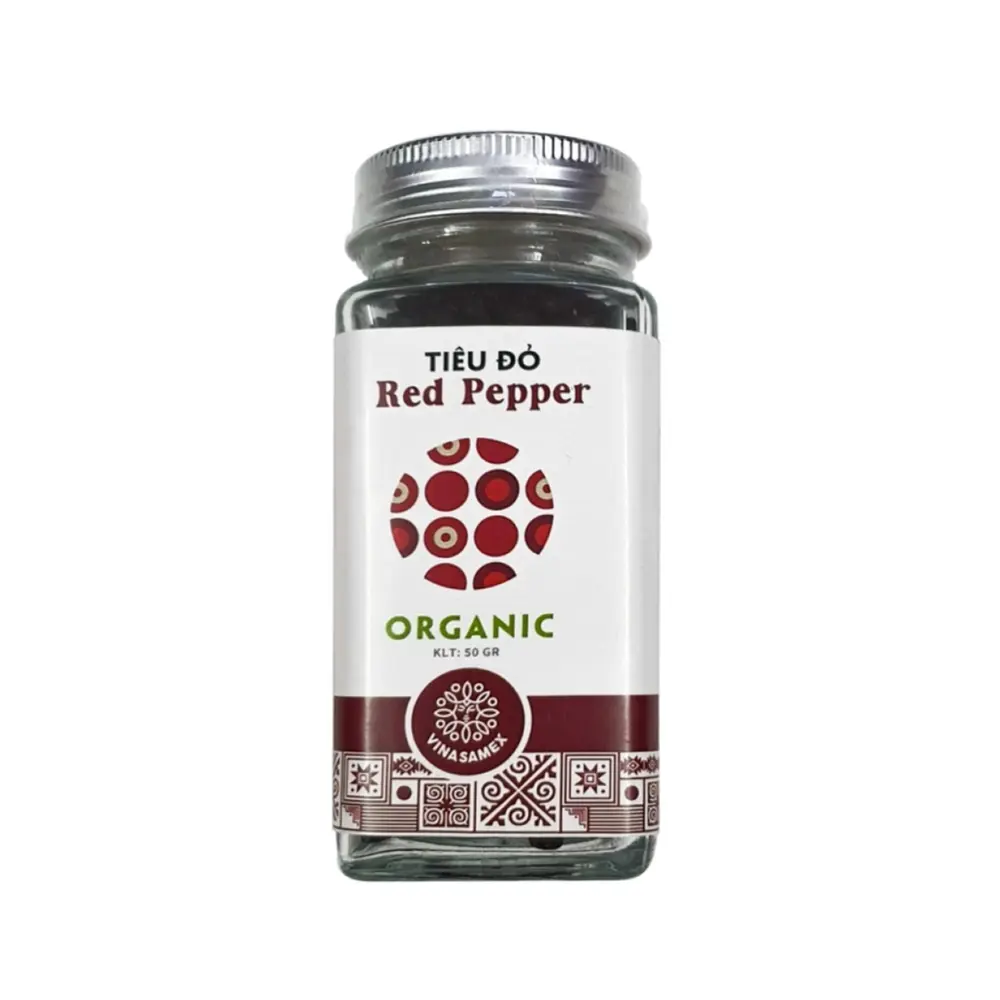 Tiêu Đỏ Nguyên Hạt Hữu Cơ, Organic Red Pepper (50g) - VINASAMEX