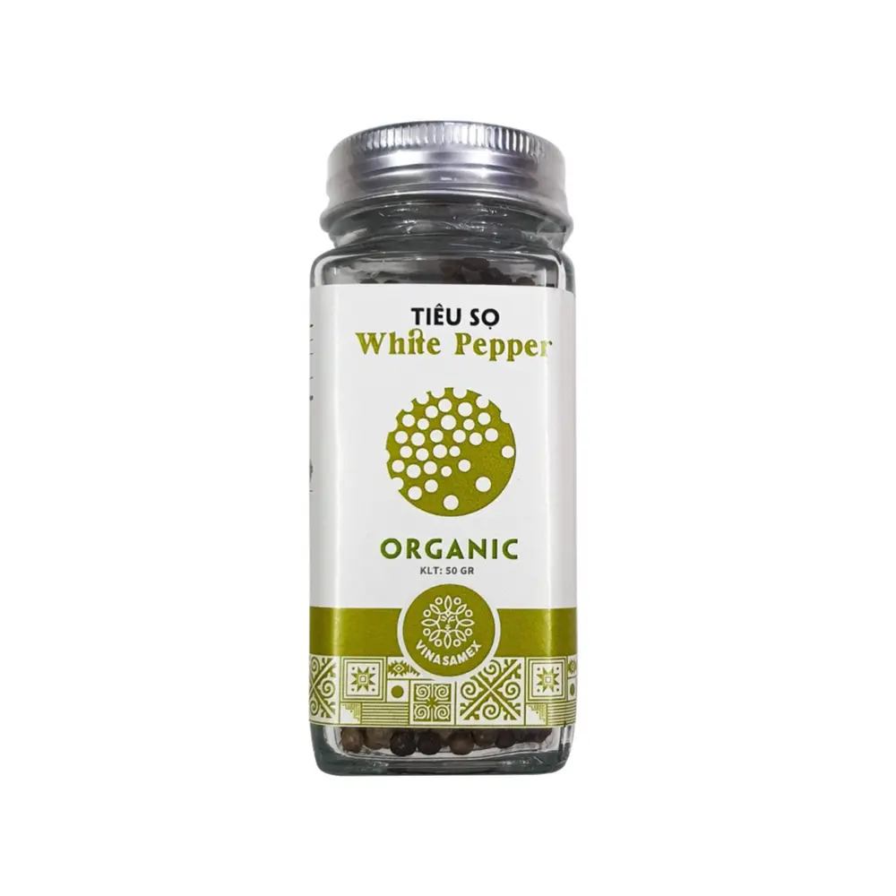 Tiêu Sọ Nguyên Hạt Hữu Cơ, Organic White Pepper (50g) - VINASAMEX