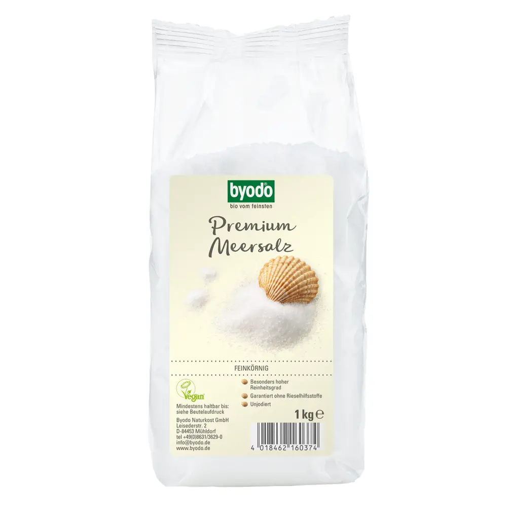 Muối Biển Dạng Mịn Siêu Sạch, Premium Meersalz Feinkörnig, Sea Salt Fine (1kg) - BYODO
