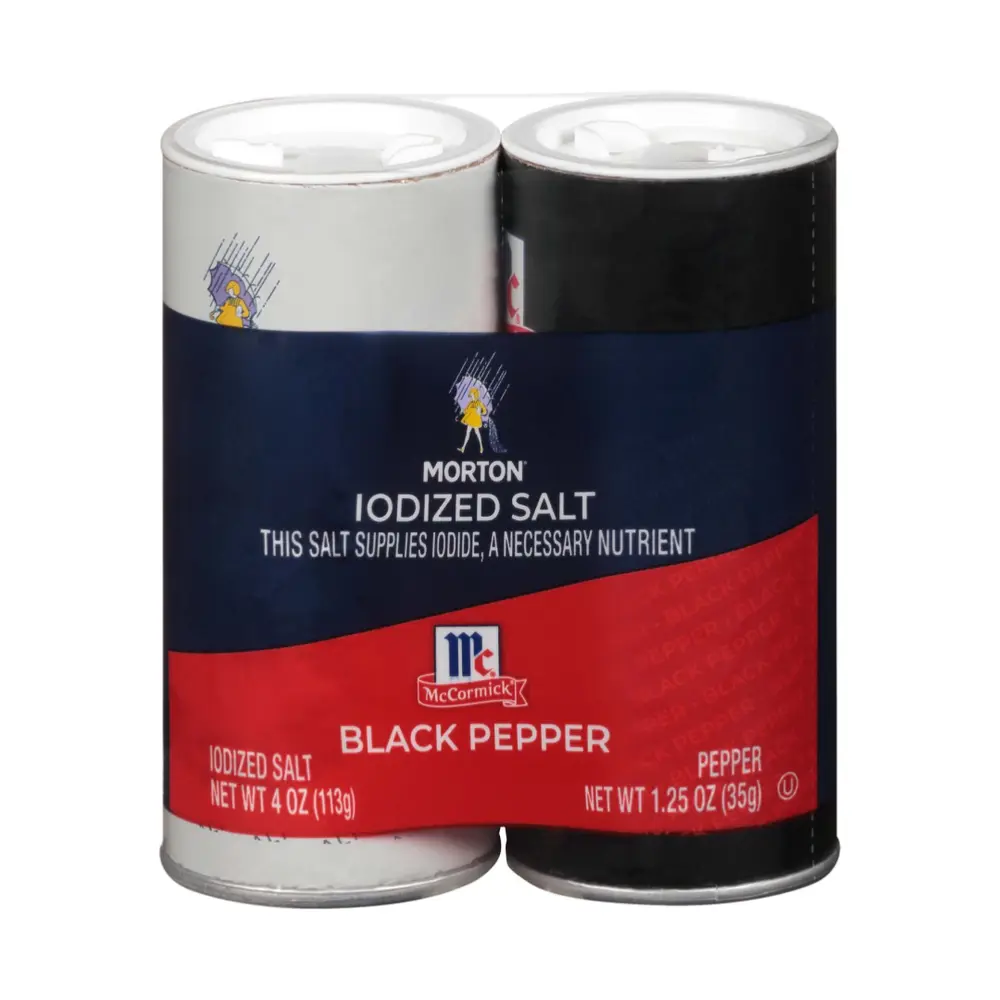 Combo Muối Iot & Tiêu Đen, Morton Iodized Salt & McCormick Pepper Shaker, 2 Lọ (148g) - MCCORMICK