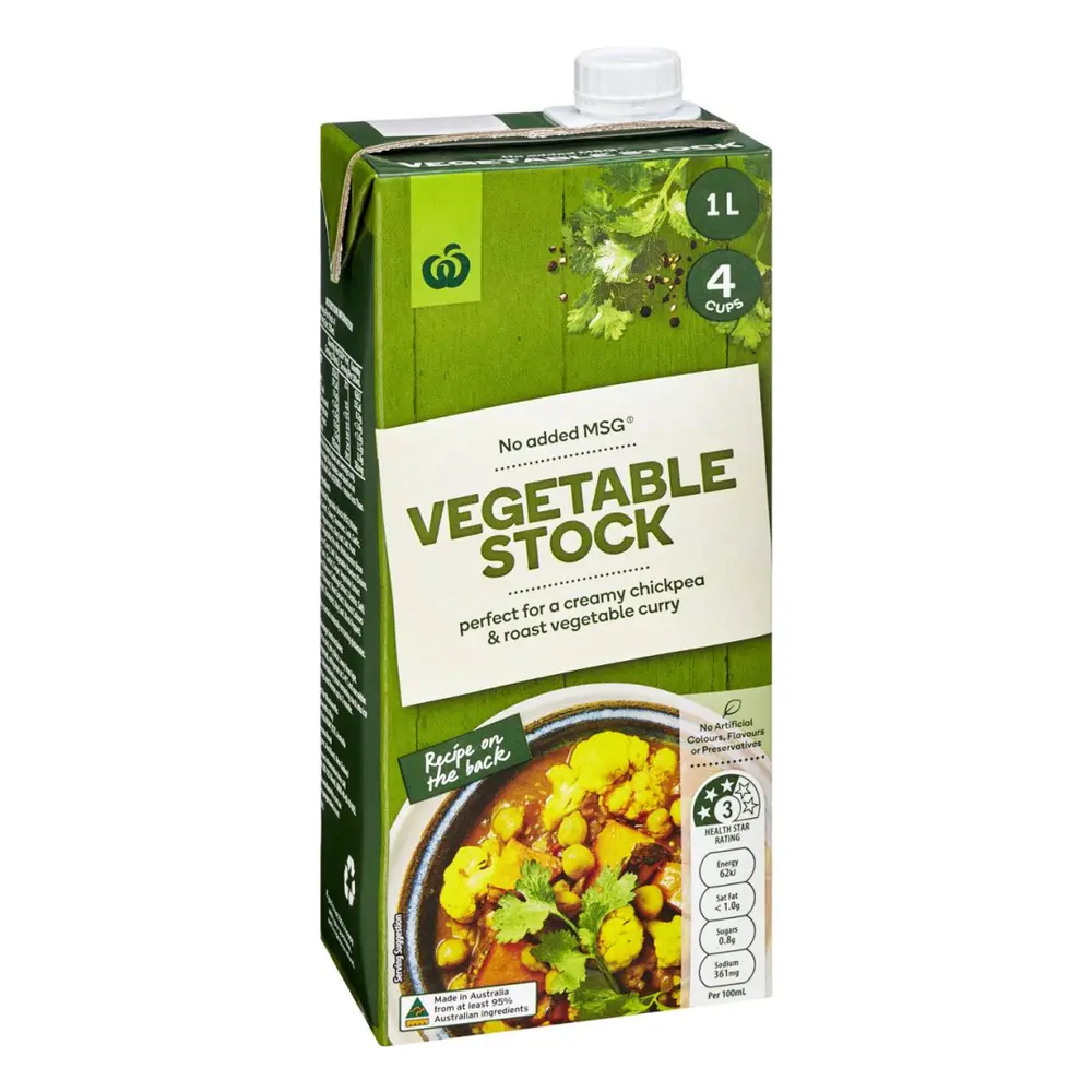 Nước Dùng Rau Củ, Vegetable Liquid Stock, No Added MSG (1L) - WOOLWORTHS