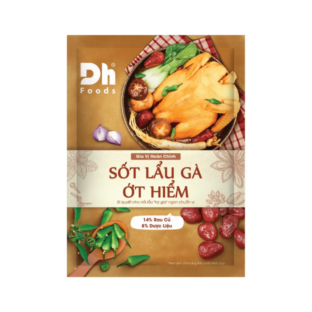 Sốt Lẩu Gà Ớt Hiểm, Chicken with Bird`s Eye Chili Hot Pot Soup Base (200g) - DH FOODS