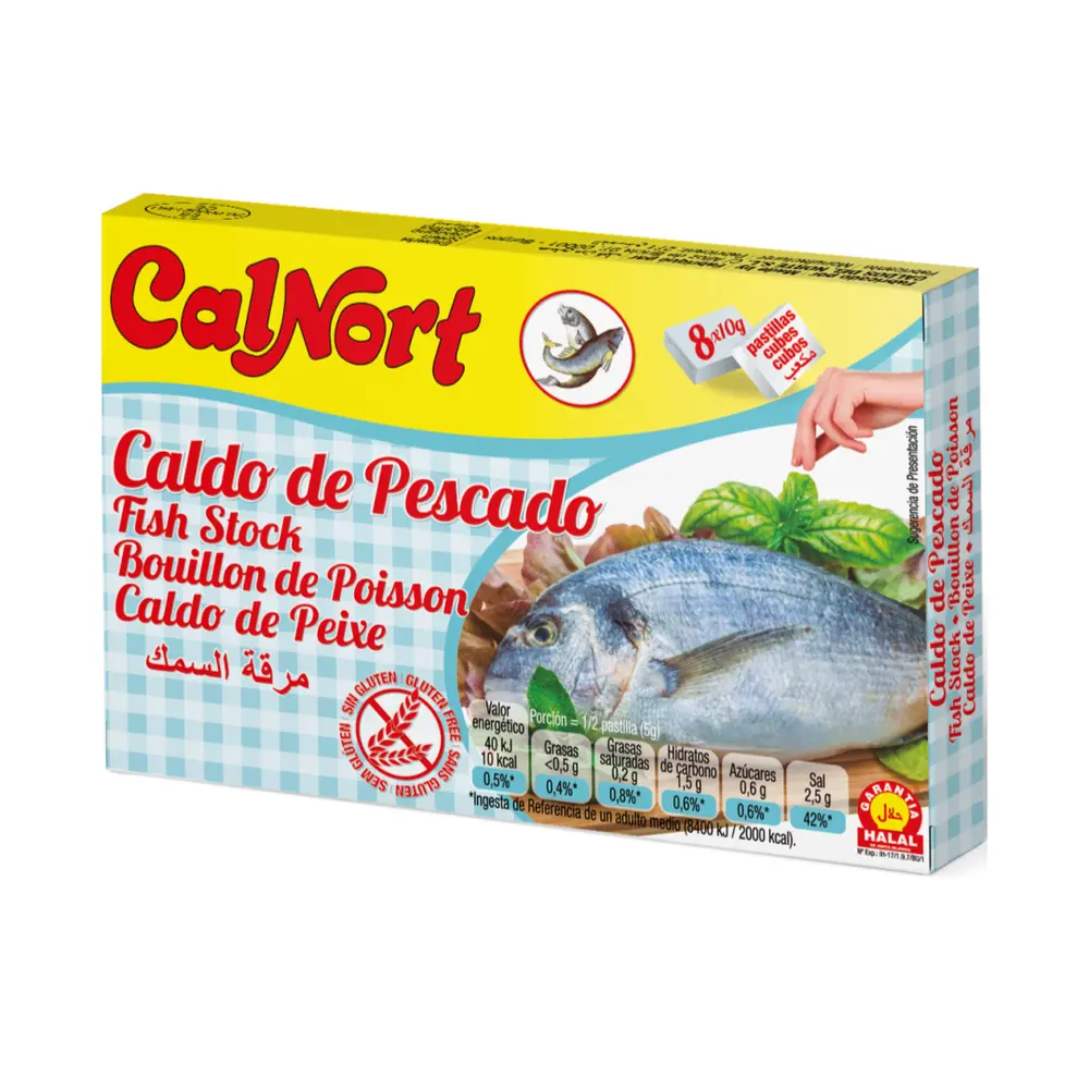 Bột Nêm Cá Cao Cấp, Fish Stock, Gluten Free, 8 Viên (80g) - CALNORT