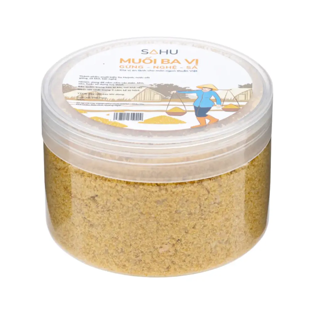 Muối Ba Vị Gừng - Nghệ - Sả, Three-Flavored Salt, Ginger, Turmeric & Lemongrass (300g) - SAHU