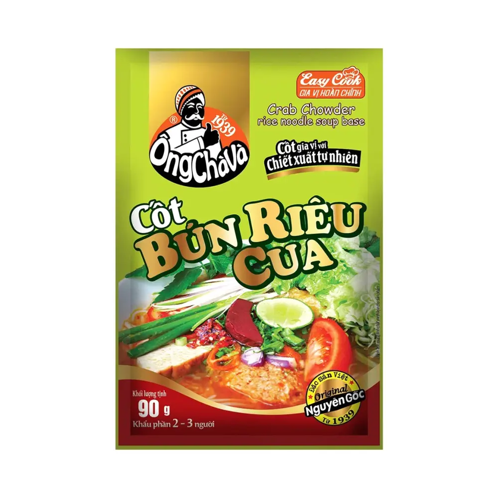 Cốt Bún Riêu Cua, Crab Chowder Rice Noodle Soup Base (90g) - ONG CHA VA
