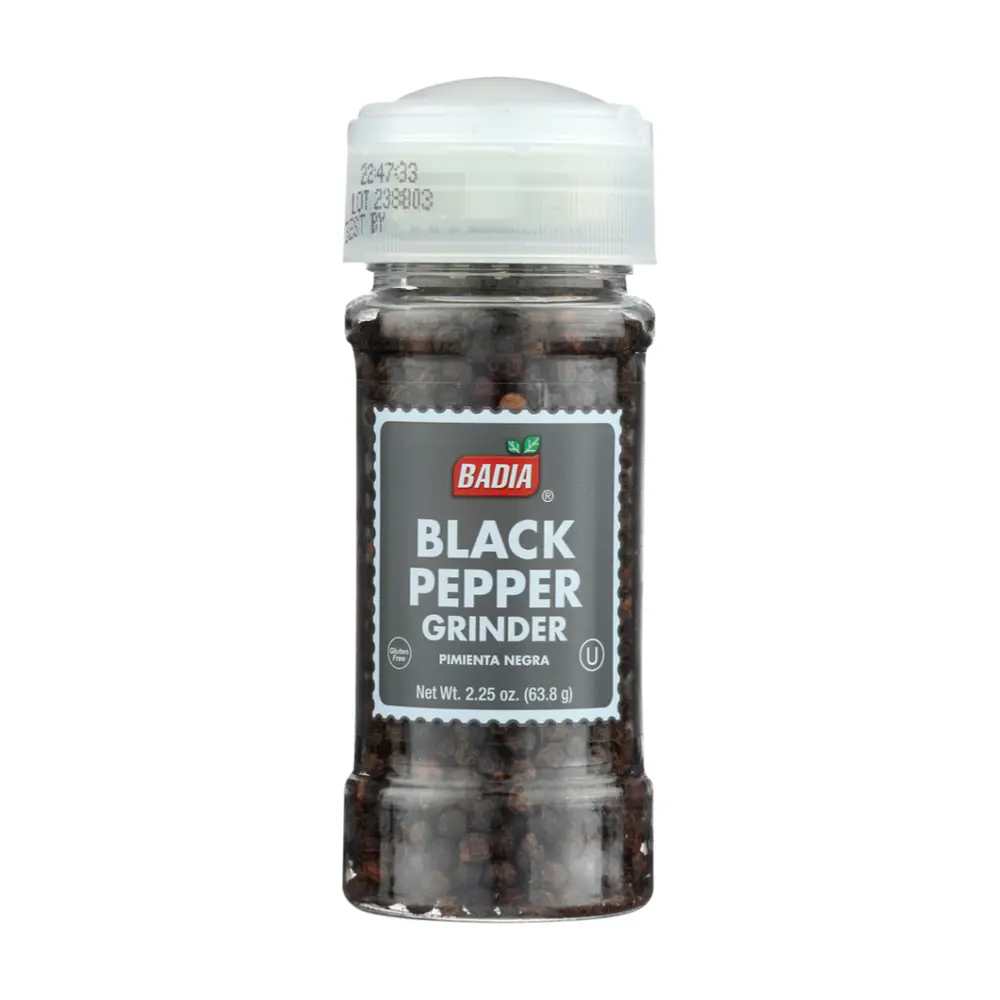 Tiêu Đen Nguyên Hạt Nắp Cối Xay, Black Pepper Grinder, 2.25 oz (63.8g) - BADIA