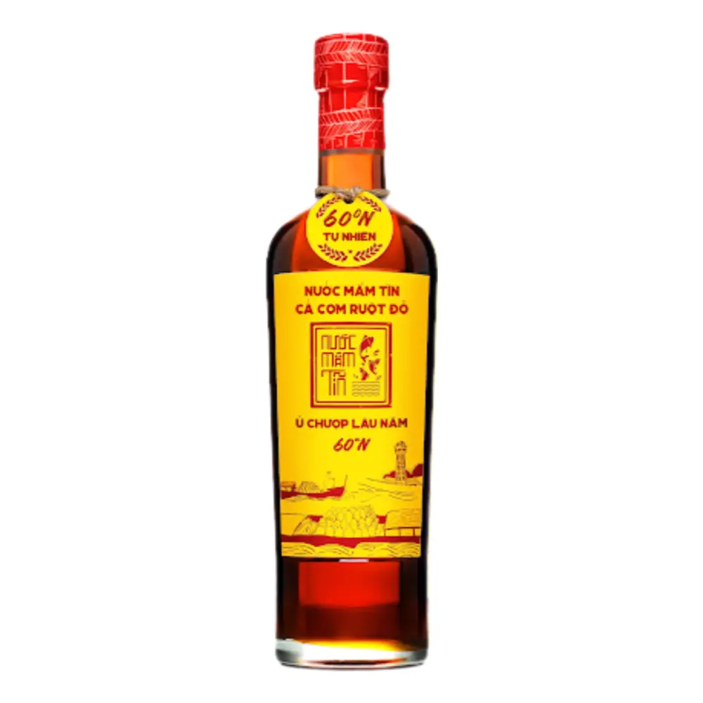 Nước Mắm Tĩn Cá Cơm Ruột Đỏ Ủ Chượp Lâu Năm, Anchovy Fish Sauce, 60N (500ml) - LANG CHAI XUA